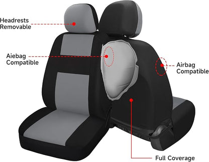 VarCozy Seat Covers for Car Front Pair, Breathable Cloth Front Car Seat Covers, Universal Cloth Seat Covers for SUV Sedan Van, Automotive Interior Covers, Airbag Compatible
