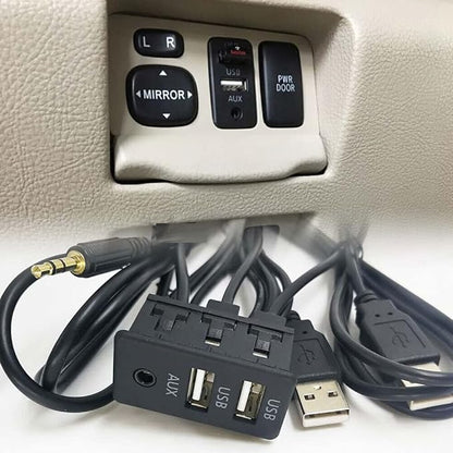 Car Dash Flush Mount AUX USB Port 1.5M Panel Dual USB Extension Cable Adapter