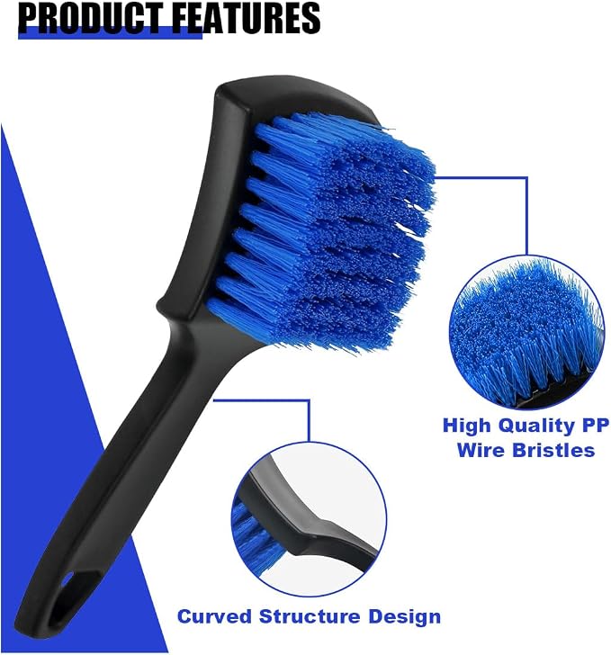 smilfuy 8.3×2.5 Inch Carpet Cleaning Brush, Scrub Brush for Floor Mats, Car Wheel Hub Cleaning Brush for Car Interior and Home, Car Wash Brush Automotive Tire Brush with Soft Bristle Short Handle