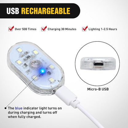 Nilight Wireless Magnetic LED Interior Lights, 2 PCS White USB Rechargeable Universal Mini Sticky Footwell Ambient Atmosphere Reading Lamp with Touch Sensor, Portable Night Lighting for Car Truck