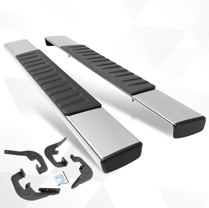 Pair of 6" Chrome Stainless Steel Running Boards Side Steps Nerf Bars Compatible with 07-19 Silverado Sierra Regular Cab