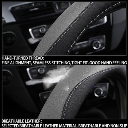 BESULEN Car Steering Wheel Cover, Soft Leather Steering Wheel Protector, Universal Non-Slip Steering Wheel Covers, Comfortable Grip Sweat-Absorbent, Automotive Interior Accessories
