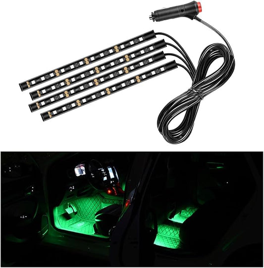 Ohleats Car LED Strip Light, 48 LED RGB Auto Interior Atmosphere Lights, Cigarette Lighter Under Dash Ambient Night Light, Interior Lamp Lighting Kit (Green, Cigarette Lighter)