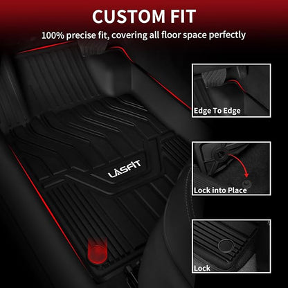 LASFIT Floor Mats for Nissan Altima 2026 2025 2024 2023 2022 2021 2020 2019, Custom Fit All Weather Durable TPE Floor Liners for 2019-2026 Altima S/SL/SR/SV/Platinum 1st & 2nd Row Car Mats,Black