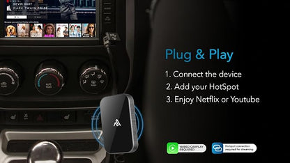 AUTOSKY LITE Box S 2026 – Wireless Adapter for CarPlay & Android Auto – Powerful New Processor – Netflix & YouTube via Phone Hotspot – Stable, Easy Plug & Play