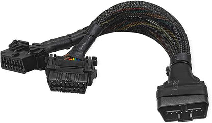OBD2 Splitter, 16 Pin 1×Male to 2×Female Extension Connector Cable Splitter, Universal OBDII Extension Y Flat Ribbon Cord Adapter for Car Diagnostic Scanner, Car Accessories