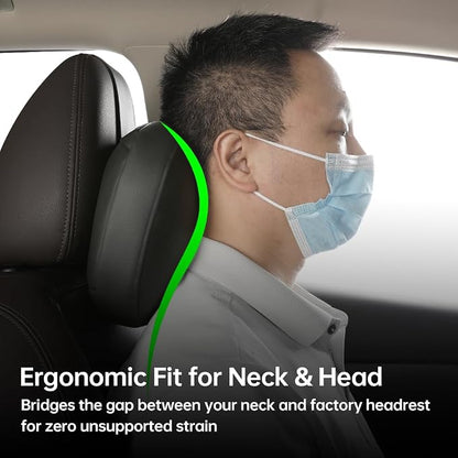 Car neck pillow, special car pillow for driving seat, memory foam head support for car seat, protects cervical vertebra and relieves fatigue, made of faux leather for long-lasting durability 1P