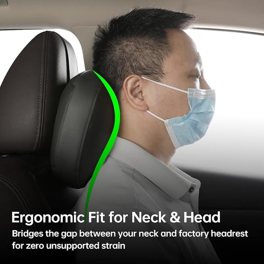 Car neck pillow, special car pillow for driving seat, memory foam head support for car seat, protects cervical vertebra and relieves fatigue, made of faux leather for long-lasting durability 1P