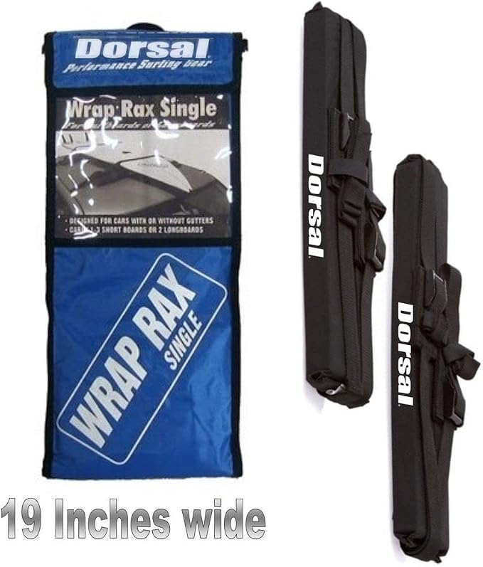 DORSAL Universal Soft Roof Rack Pads for Surfboard Kayak SUPs with Car Tie Down Straps and Storage Bag - Pack of 2 Black Polyester
