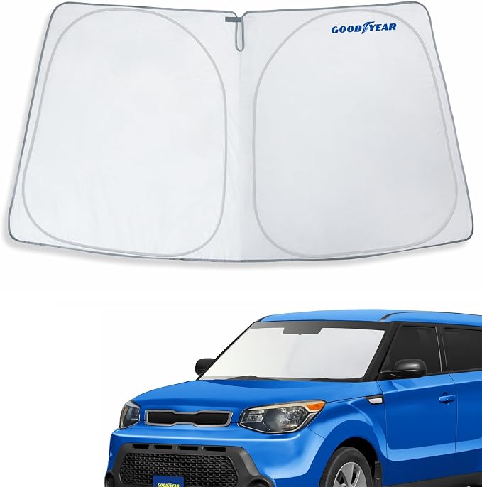 Goodyear Foldable Windshield Sunshade for Kia Soul 2014-2019, Car Accessories, Sunshade Cover, Sun Shade Car Windshield, Window Sun Blocker - GY008215