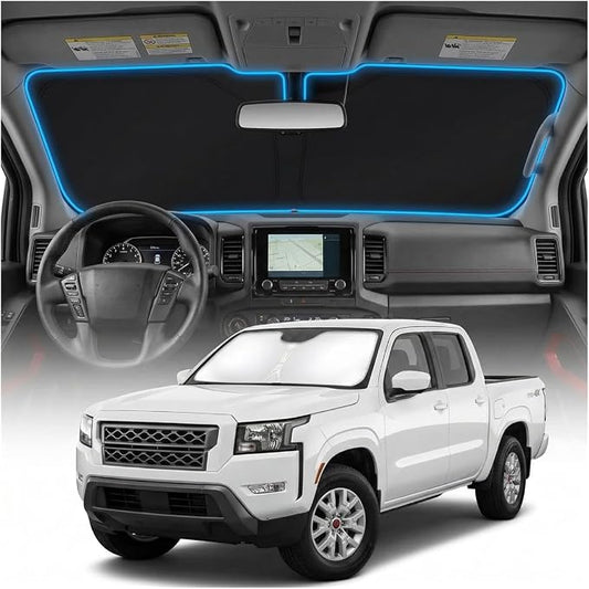for Nissan Frontier Sun Shade Windshield Cover - Custom Fit Frontier Accessories 2005-2021 Sunshade Foldable UV Protection & Heat Shield Sun Visor Accessories