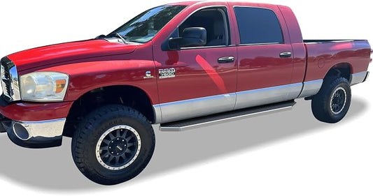 APS 6in 304 Stainless Steel (Polished Flat Style) Running Boards Side Bars Side Steps Compatible with Dodge Ram 1500 2006-2008 Mega Cab & Ram 2500 3500 2006-2009