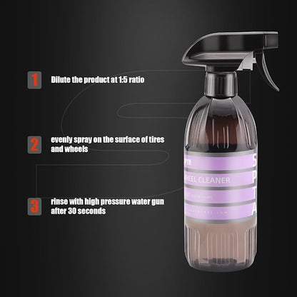 SPTA Wheel & Tire Cleaner, 16oz 500ml Rim Cleaner Spray Brake Dust, Iron Remover, All in One Tire & Wheel Car Wash Wheel Well Cleaning Spray for Car Detailing,Safe On Most Rim Finishes -CL007