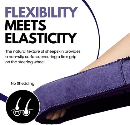 Andalus Brands Luxury Fluffy Car Steering Wheel Covers – Genuine Merino Sheepskin, Soft Fuzzy Car Steering Wheel Cover for Women, Universal 14.5-15" Size, Plush Fur Cute Auto Accessories, Dark Purple