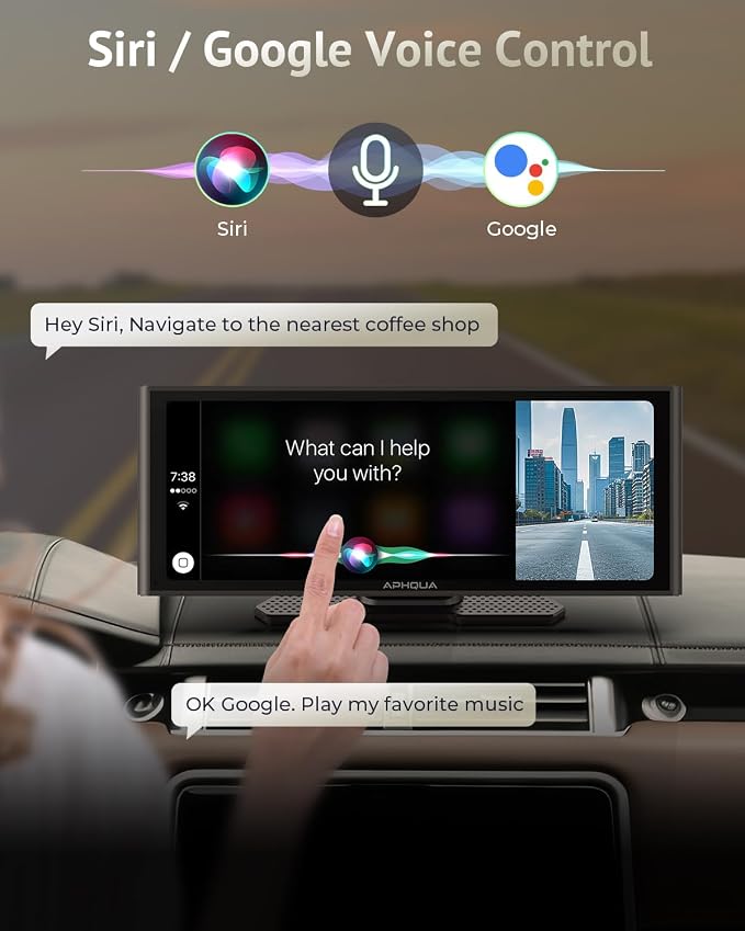 Carplay Screen for Car, 10.26" Wireless Car Play for Apple Carplay & Android Auto,4K Dash Cam,1080p Backup Camera DVR,Car Audio Receivers GPS Navigation Mirror Link, Bluetooth,FM, Siri