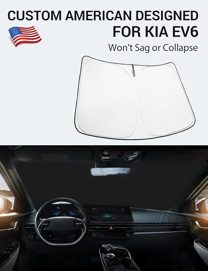 Proadsy for Kia EV6 2023 2024 2025 2026 Windshield Sun Shade 4-Layer Foldable Front Sunshade Protector Sun Visor Blocks UV Rays Keep Car Cooler
