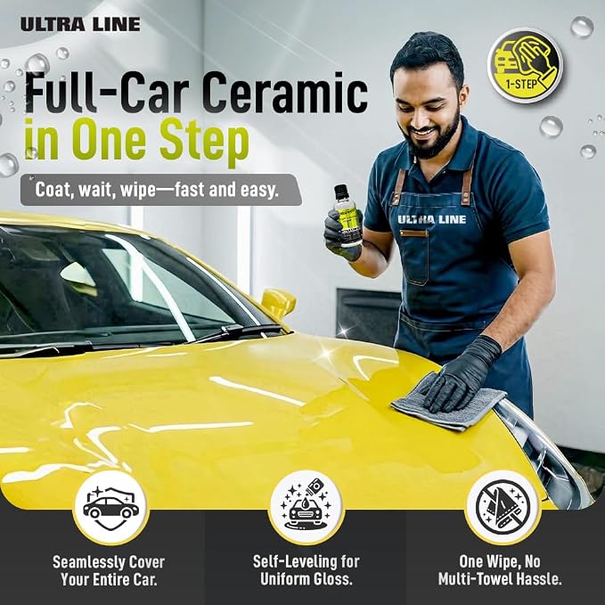 Nanoskin T1 Ultra Hydrophobic Ceramic Serum, 45-Minute DIY SiO2 Car Coating Kit, Self-Leveling & High-Gloss Sealer, Easy Application for Cars, Trucks, Boats, Motorcycles, Use After Car Wash & Clay