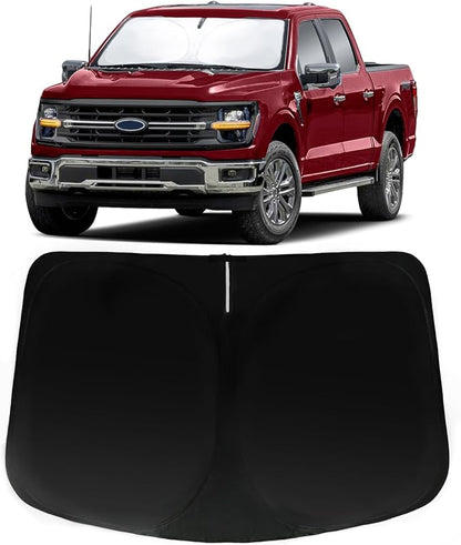 Windshield Sun Shade for Ford F-150 2021-2026, Car Front Window Sunshade with 240T Sun Visor Protector Blocks UV Rays Heat Sun Shield Accessories (Ford F150)