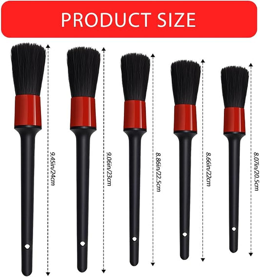 5PCS Car Detailing Brush Set, Car Cleaning Kit, Soft Boars Hair Auto Interior Cleaning Detail Brushes, Automotive Interior Exterior No Scratch Dust Clean Tool Universal for Most Vehicles