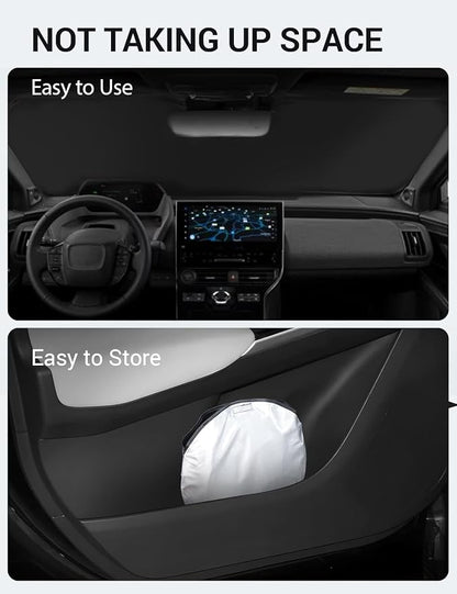 Proadsy 2026 Upgrade Windshield Sun Shade Custom Fit Toyota bZ4X 2023-2026 4-Layer Foldable Front Sunshade Protector Sun Visor Blocks UV Rays Keep Car Cooler