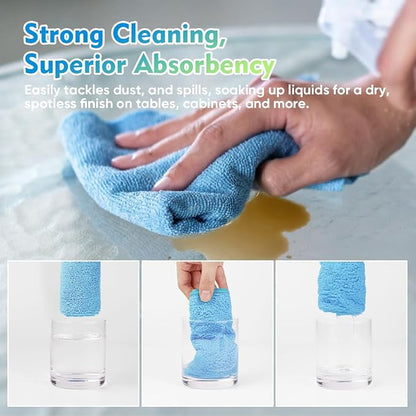 HOMEXCEL Blue Microfiber Cleaning Cloth 6 Pack 12.5 x 12.5 inch Microfiber Towels for Cars Ultra Absorbent Car Washing Cloth Lint Free Streak Free Cleaning Rags for Car, Kitchen Window