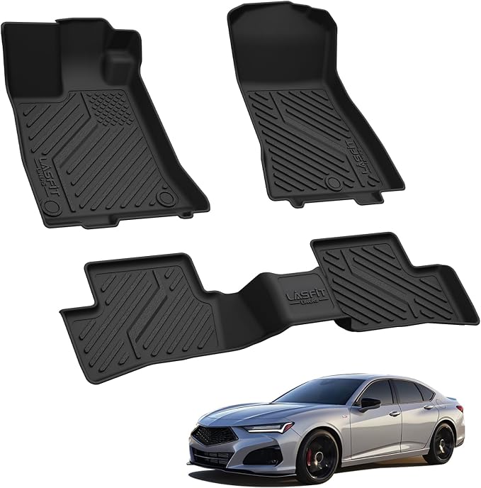 LASFIT Floor Mats for Acura ILX 2013-2022 Sedan, Custom Fit All Weather Floor Liners TPE Car Mat Set for Front & Rear Row Mat, Black