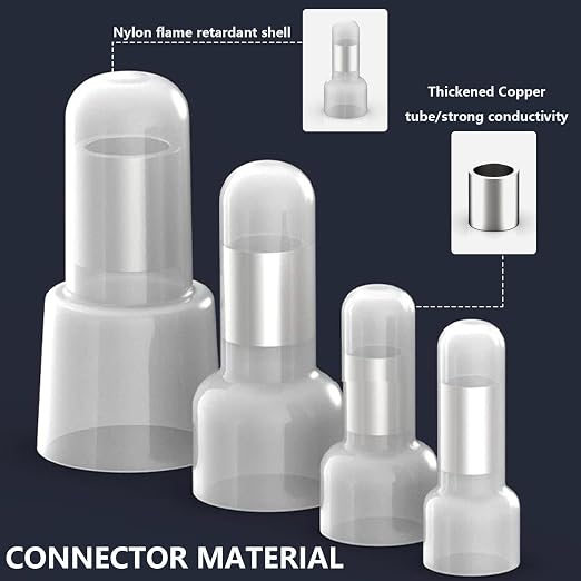 smseace 150 Pcs Nylon Closed End Crimp Terminal -Crimp Caps Wire Connectors for 16-14 AWG - Ideal for Automotive, Audio, and Electrical Applications