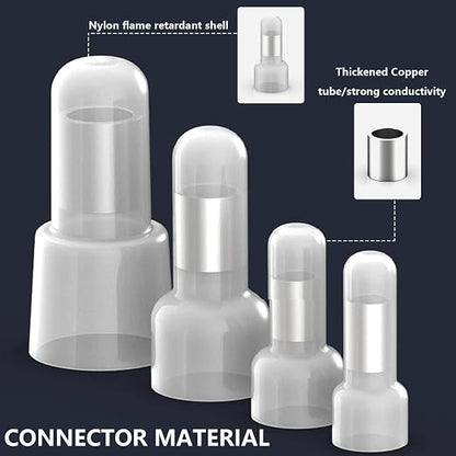 smseace 150 Pcs Nylon Closed End Crimp Terminal -Crimp Caps Wire Connectors for 16-14 AWG - Ideal for Automotive, Audio, and Electrical Applications