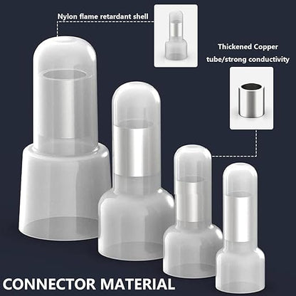 smseace 100 Pcs Nylon Closed End Crimp Terminal -Crimp Caps Wire Connectors for 12-10 AWG - Ideal for Automotive, Audio, and Electrical Applications