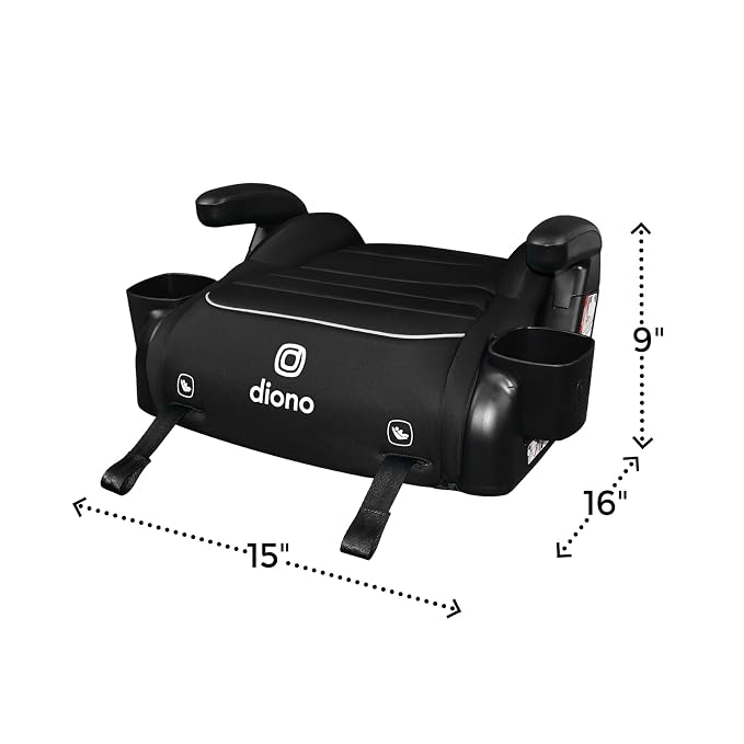 Diono Connect3 RXT Backless Booster, Pack of 2, Slim Fit 3-Across in Many Mid-Sized Sedans and SUVs, for Children from 40-120 lbs., Lightweight with Latch connectors, Black Storm