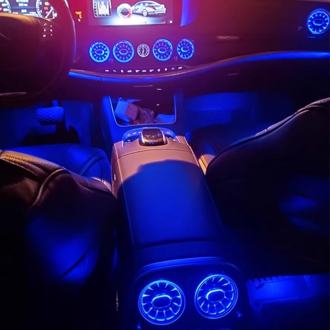 7 Colors Air Vent Ambient Light Fits for Mercedes Benz W222 S-Class 2014-17 | W222 ambient light led ac vents, Sync with car's factory ambient lighting, Complete your cabin's luxury feel, 8 air vent glow