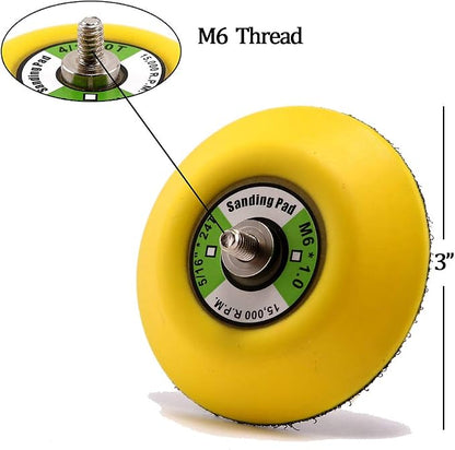 5Pcs 3-Inch Backing Pad, M6 Thread | 15,000 RPM