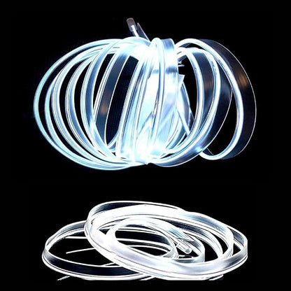 MaxLax El Wire White Interior Car LED Strip Lights, 10m neon Wire 12V with Fuse Protection for Automotive Car Interior Decoration with 6mm Sewing Edge