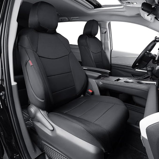 EKR Sienna Seat Covers for 2011-2020 Toyota Sienna XLE,Limited,Limited Premium,7 Seats,2nd Row Captain Seats W/Legrest,Seat Covers for SUV,Automotive Seat Cover Full Set-Three Row,Neoprene (Black)