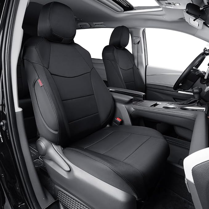 EKR Sienna Seat Covers for 2011-2020 Toyota Sienna L,LE,XLE,Limited,7 Seats,2nd Row Captain Seats W/NO Legrest,Waterproof Car Seat Cover Full Set,Car Seat Protectors- Three Row,Neoprene (Black)