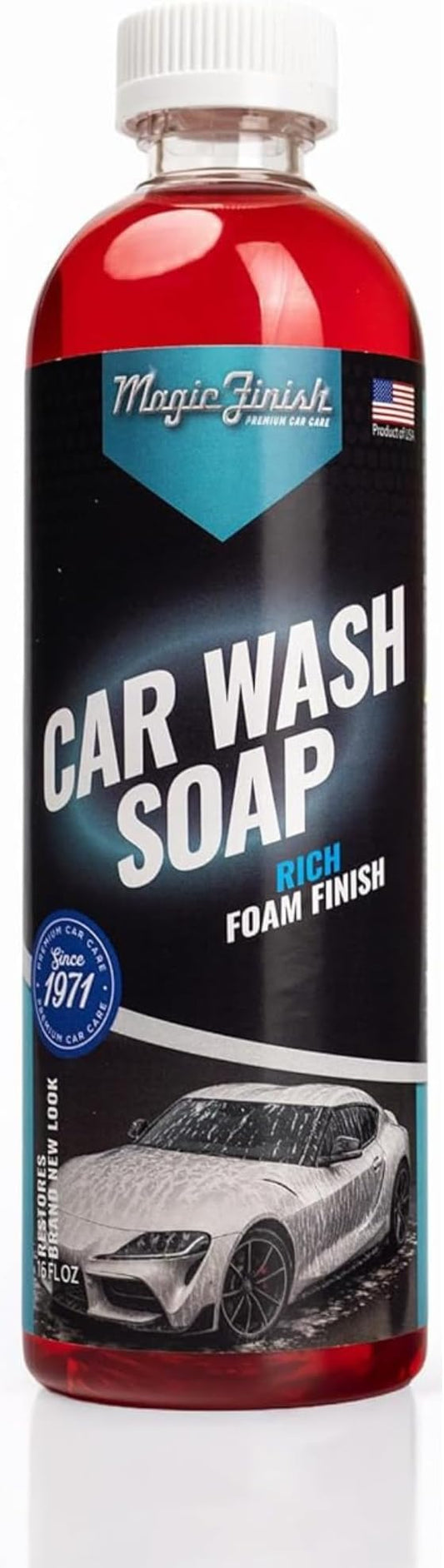 Magic Finish Car Wash Soap (16 fl oz) – Ultra-Sudsing Car Washing Supplies for Foam Cannon or Hand Wash with Apple Scent – Rich Foaming, pH-Balanced Formula for Ceramic Coats & Waxed Finishes