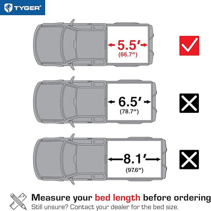 Tyger Auto T3 Soft Tri-fold Truck Bed Tonneau Cover Compatible with 2022-2026 Toyota Tundra | 5.5' (67") Bed | TG-BC3T1062