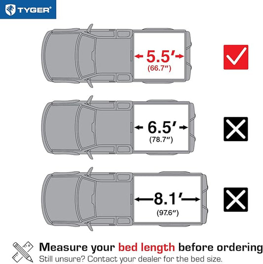 Tyger Auto T3 Soft Tri-fold Truck Bed Tonneau Cover Compatible with 2022-2026 Toyota Tundra | 5.5' (67") Bed | TG-BC3T1062