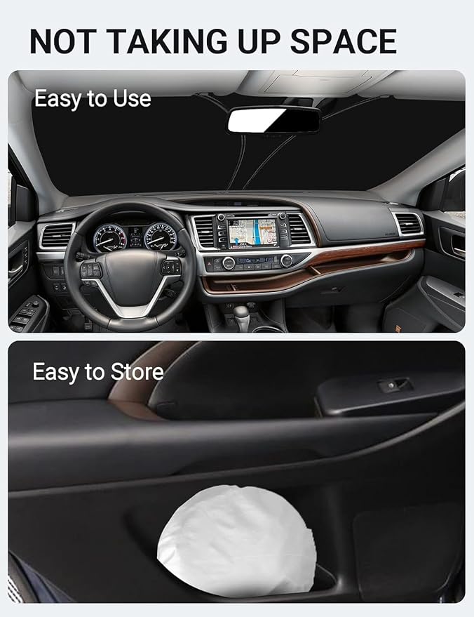 Proadsy 2026 Upgrade Front Windshield Sun Shade Foldable Sunshade Protector Custom Fit 2014-2019 Highlander LE XLE SE Limited Hybrid SUV Accessories