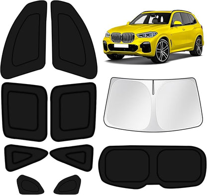 KUST Car Window Shades for BMW X5 2019-2025 Windshield Sun Shade Side Window Cover UV Block Privacy Protection Accessories for Camping Blackout Rear Back Full Set 10PCS