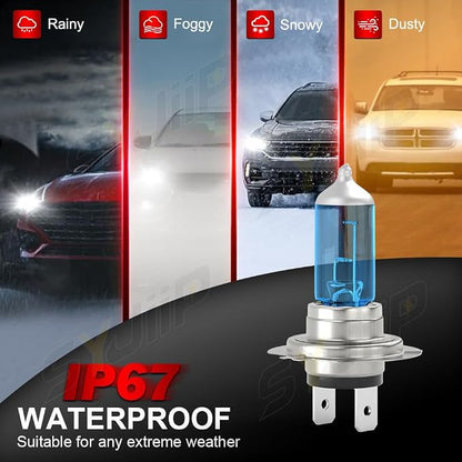 For BMW 320i 323i 325i 328i 328D 330E 335i 335is 335D 340i Halogen Headlight Bulbs 2007 2008 2009 2010 2011 2012 2013 2014 2015 2016, H7 High and Low Beam, 6000K White, 300% Brightness, 4 PCS