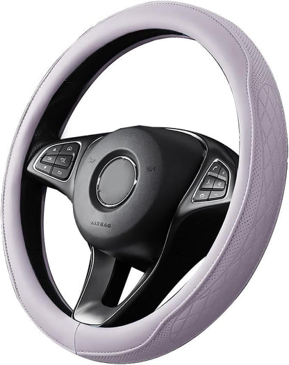 Zpana Car Steering Wheel Cover, 14.5-15" Breathable Soft Leather Vehicle Steering Wheel Protector with Anti-Slip Lining, Comfortable Auto Interior Decoration Accessories, Universal Fit (Purple)