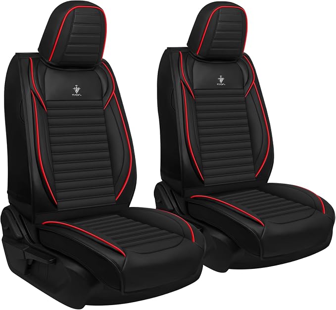 Seat Covers Fit for Nissan Rogue 2015-2026, Breathable and Comfortable Leather Car Seat Cover, Standard Waterproof Cushion Cover Auto Interior Accessories (Black Red)