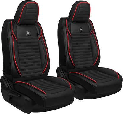 Seat Covers Fit for Nissan Rogue 2015-2026, Breathable and Comfortable Leather Car Seat Cover, Standard Waterproof Cushion Cover Auto Interior Accessories (Black Red)