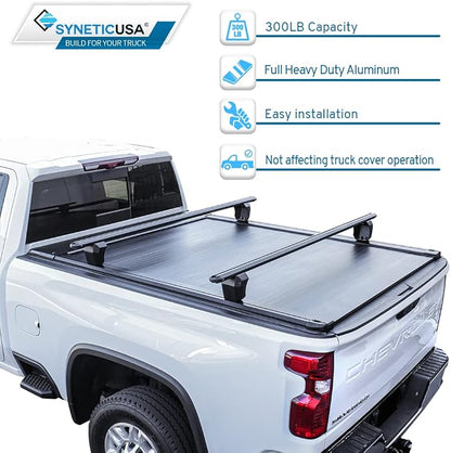 Syneticusa AR Automatic Retractable Truck Bed Cover with Crossbars for Silverado Sierra 2500 3500 2020–2026 | 6’8” 82.2” Bed | Aluminum Hard Tonneau Cover | Waterproof, Low-Profile