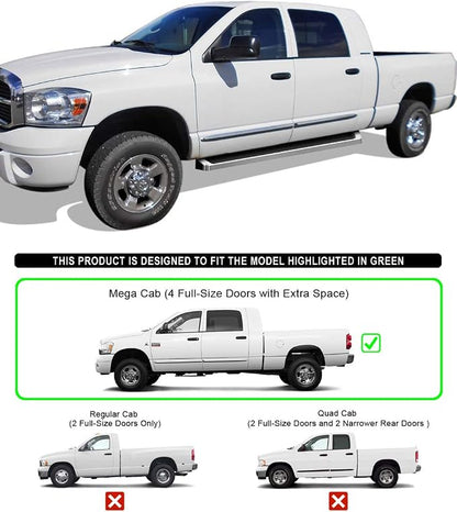 APS Running Boards Style Compatible with Dodge Ram 1500 2006-2008 Mega Cab & Ram 2500 3500 2006-2009 (Nerf Bars Side Steps Side Bars)