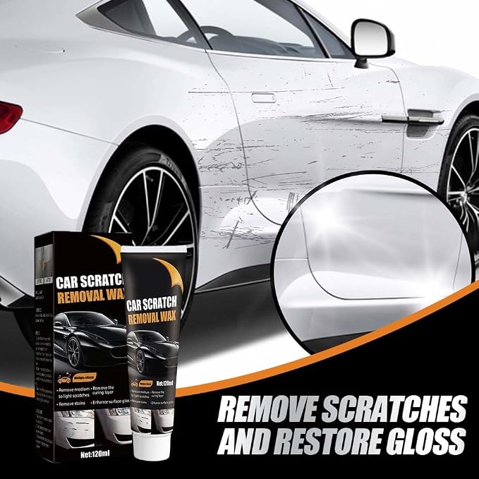 Car Scratch Repair Wax with Sponge and Towel, 2026 New Upgrade Car Scratch Remover Wax, Automotive Scratch Repair, Professional Car Paint Repair Compound for Deep Scratches (120g*3)