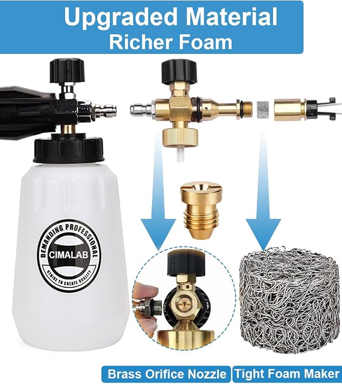 1.1 Orifice Foam Cannon, 2 Pieces 1.1 mm Orifice for Foam Cannon and 2 Pieces Foam Maker, Universal Foam Cannon Orifice Nozzle Tips for Pressure Washer Foam Cannons Parts, 3000 PSI (4 Pack)