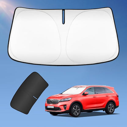 Sun Shade Sunshade for Kia Sorento 2016-2020 Windshield Cover, 4-Layers Sun Shield 250T Silver Sun Visor Foldable Front Window Shade Blocks UV Rays Car Accessories