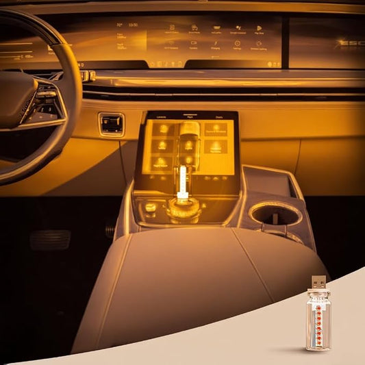 Mini USB Touch Control LED Ambient Light -4 Lighting Modes (Stable/dimmable SOS, Slow Flash, Breathing) Suitable for car interiors, Homes, Camping, and Party Decorations (Yellow)